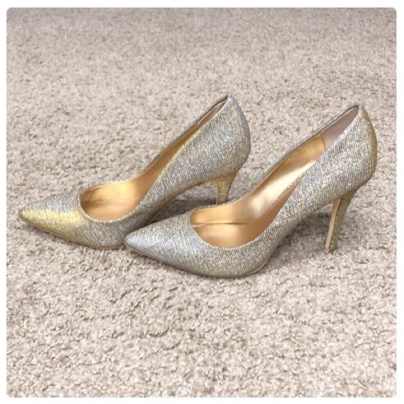 gold iridescent heels